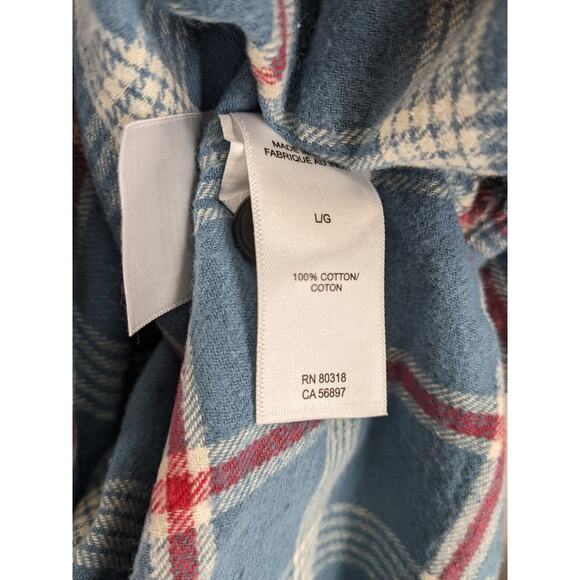 Lucky Brand Flannel Shirt L Blue Plaid 7MS4002 Humboldt Woven‎ Western Classic - Picture 7 of 10